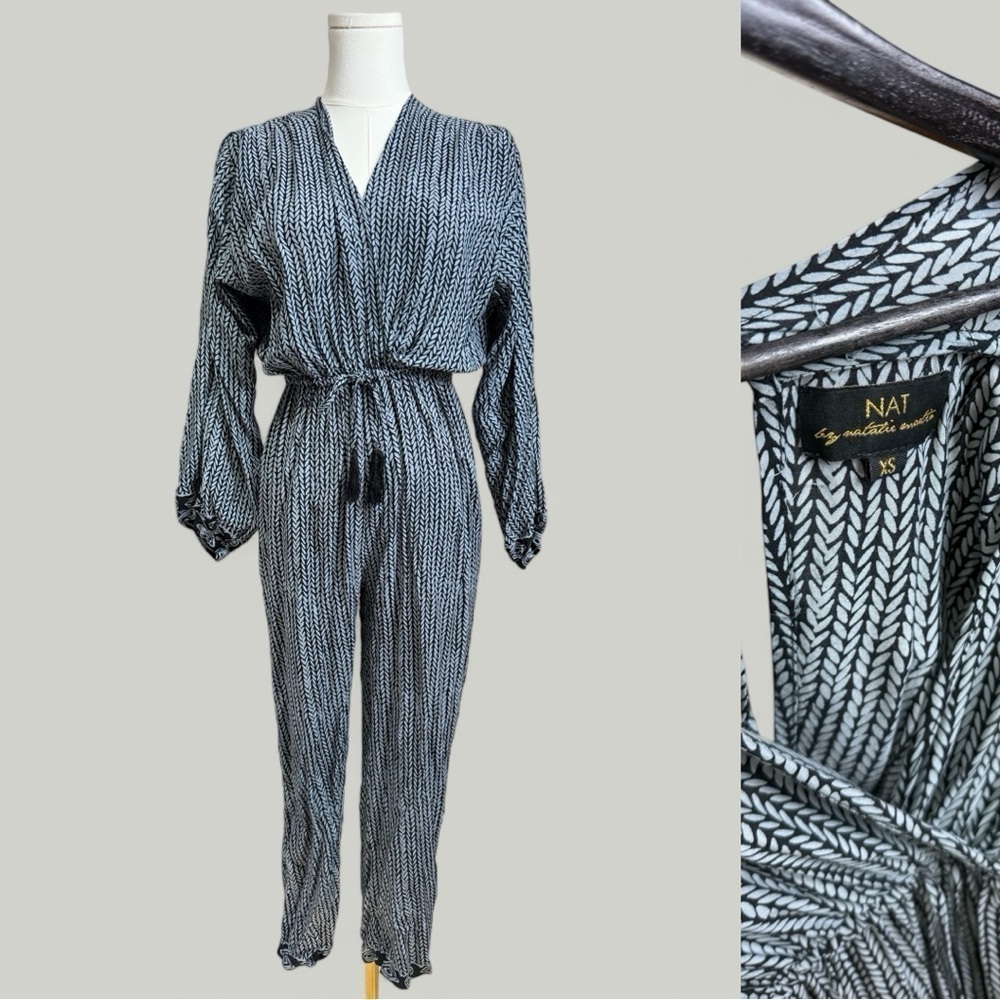 Anthropologie NAT BY NATALIE MARTIN Jumpsuit Women Size XS Black Claudette Print
